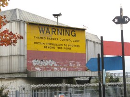 Thames Barrier warning sign
